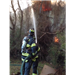 Two Firefighters Spraying a House Fire