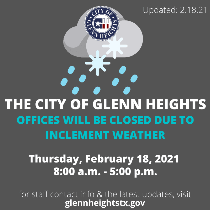 Inclement Weather - Offices are closed Thurs.