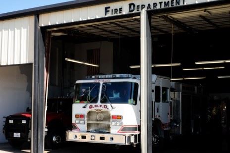 Firetruck Parked in Fire Station Garage